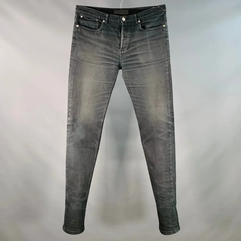 A.P.C. Size 33 Grey Cotton Blend Twill Slim Tapered Button Fly Jeans